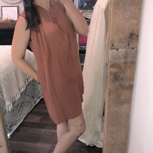 Flawless rust color slip on boho dress with pockets size small - Picture 1 of 6